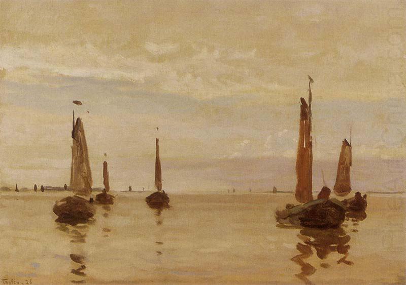 Willem Bastiaan Tholen Fishing boats in a calm china oil painting image